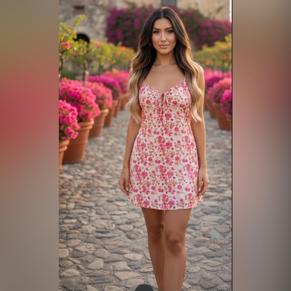 J for Justify Pink and Cream Floral Dress